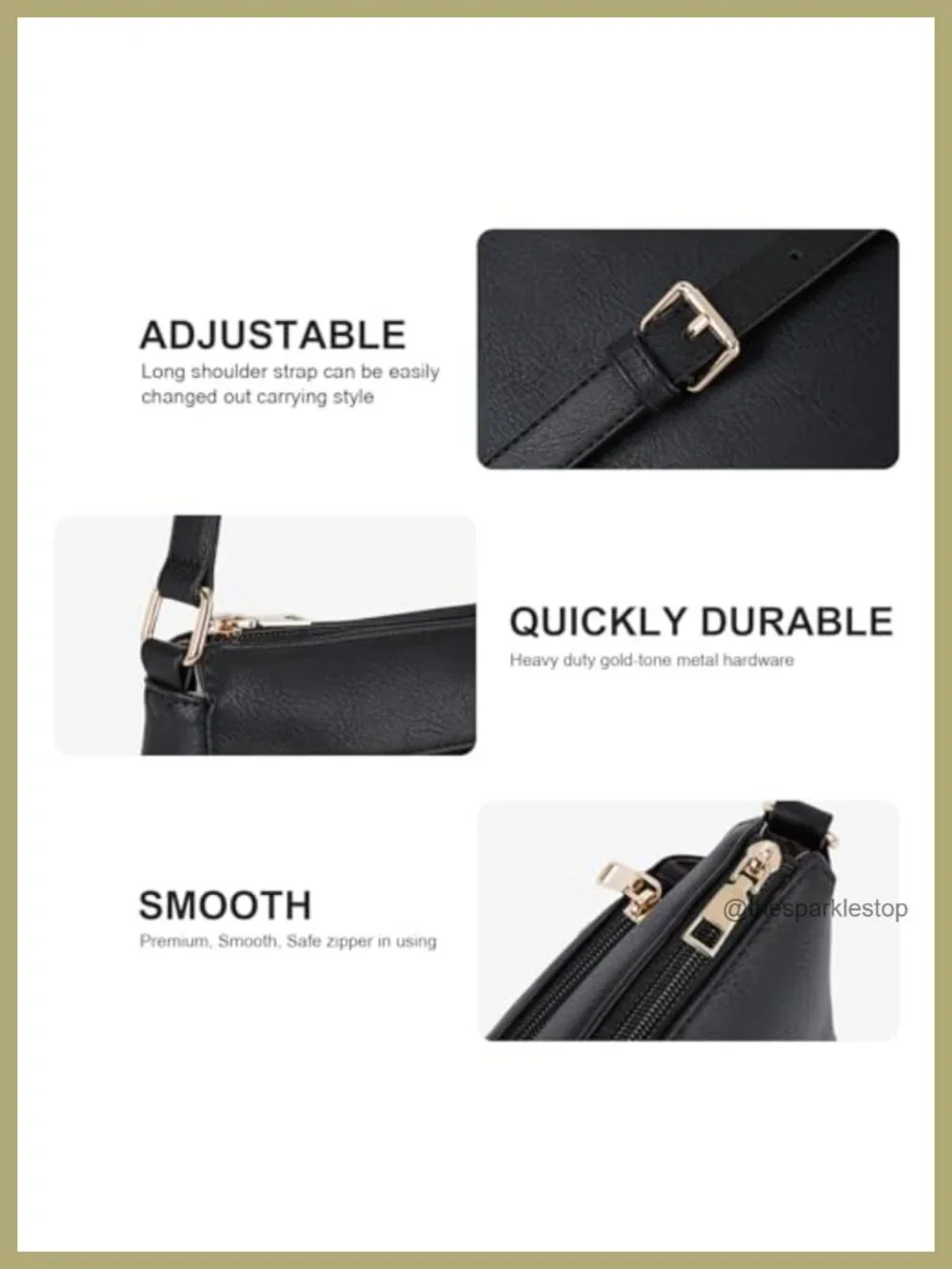Vegan Leather Crossbody Bag for Women Adjustable Strap Satchel Purse